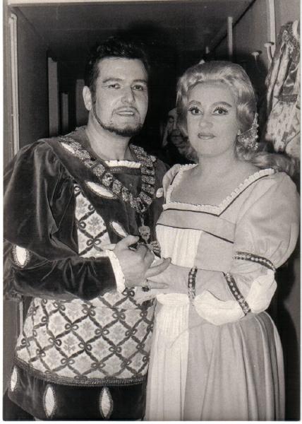 Picture of Gustave Botiaux with Françoise Garner in Rigoletto at Nimes, November 16th 1968