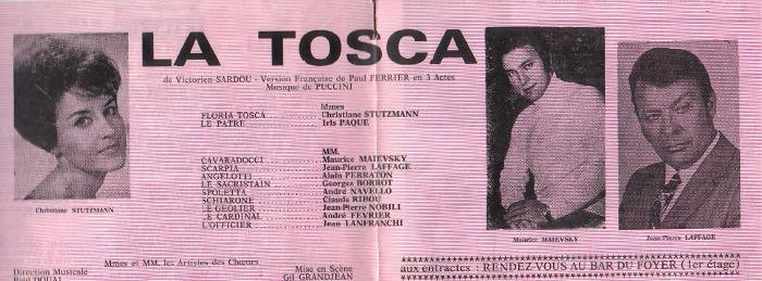 Poster of Maurice Maievsky in Tosca at Toulon on January 26th., 1975