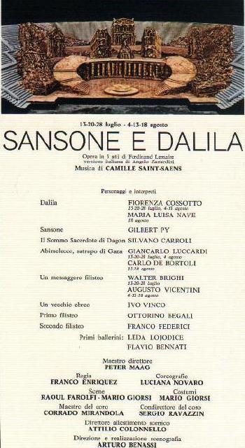 Picture of program of Py in Samson et Dalila at Verona 