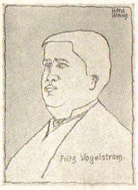 Caricature of Fritz Vogelstrom label