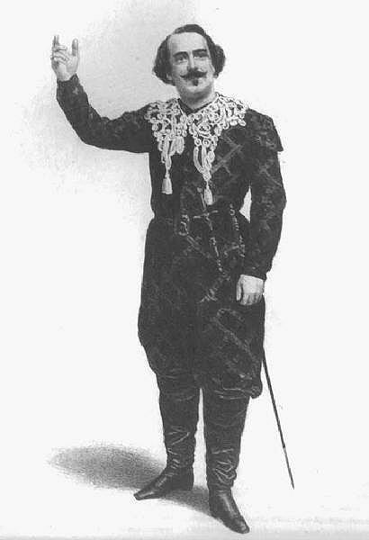 Lithography of Manuel Carrión as Edgardo, Victoria Theater, Berlin 1859 