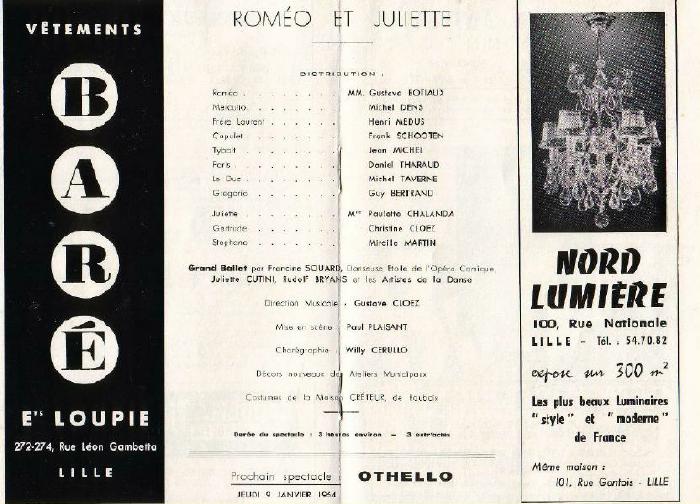 Roméo et Juliette, Lille 12 December 1963