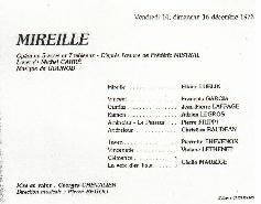 Picture of François Garcia's Mireille  playbill Toulon Saint Etienne 14 et 16 December 1973 
