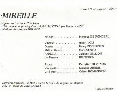 Picture of Albert Voli's Mireille Program Saint Etienne 9 November1964