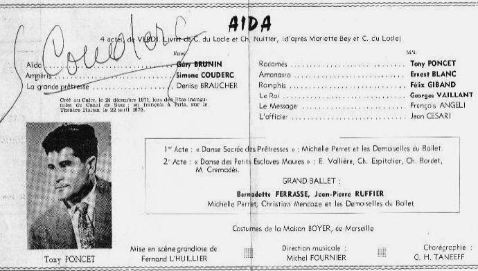 Picture of program of Aida on 18 and 20 February 1966